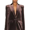 Women Alex Perry Jackets & Coats | Barlow Velvet Oversized Blazer Brown