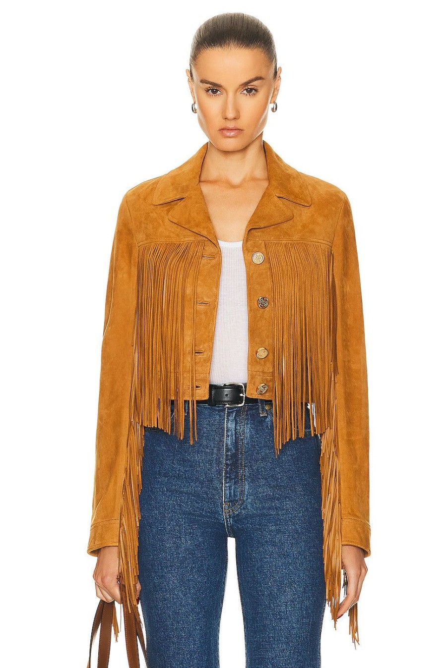 Women Bally Jackets & Coats | Fringe Jacket Deserto