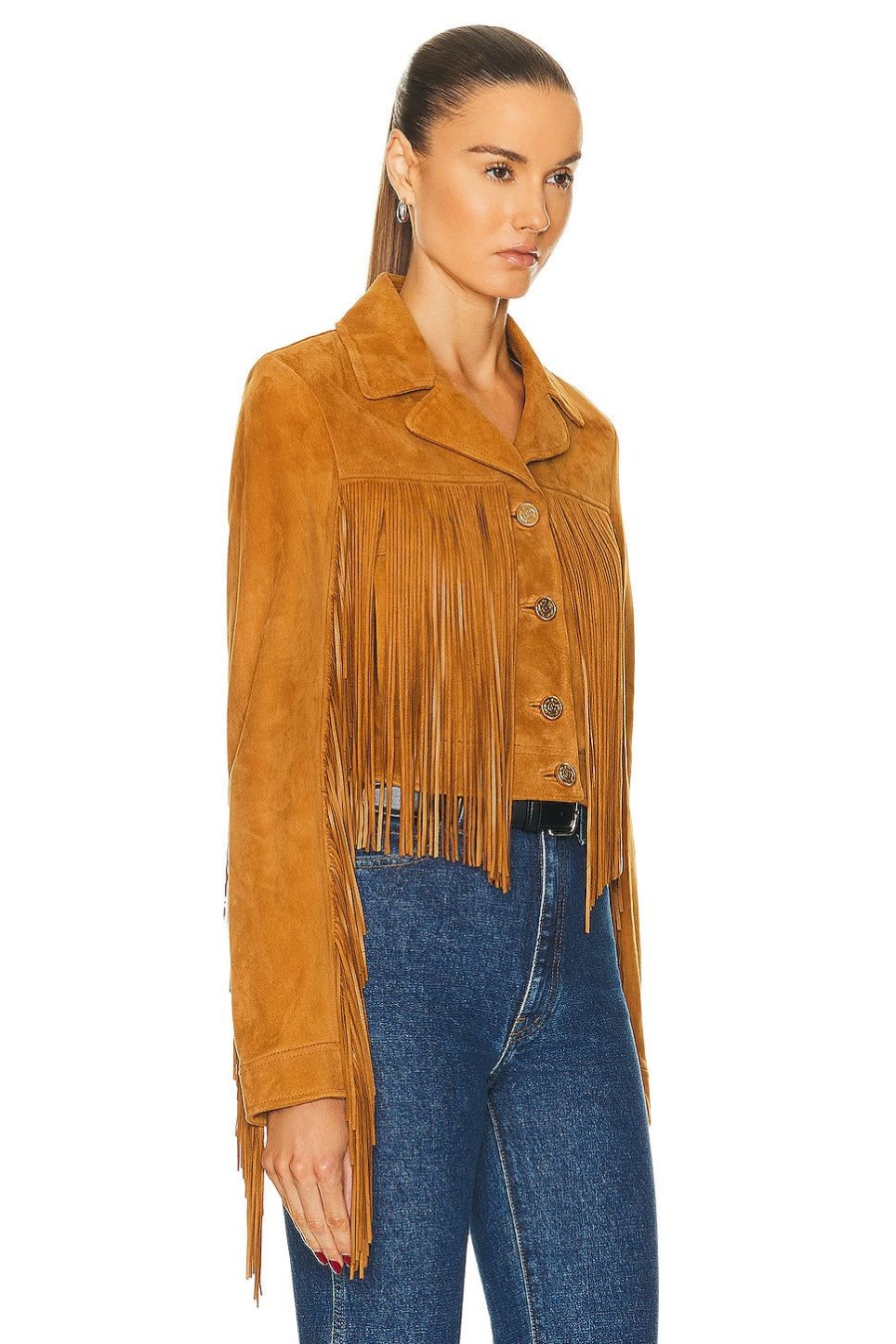 Women Bally Jackets & Coats | Fringe Jacket Deserto