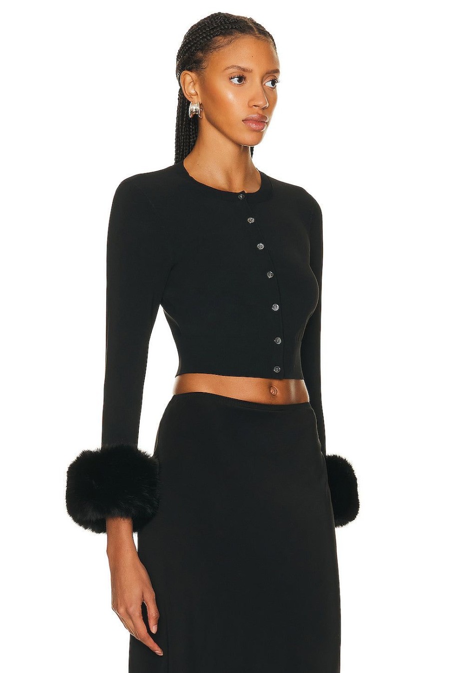 Women Alexander Wang Sweaters & Knits | Crewneck Cardigan Black