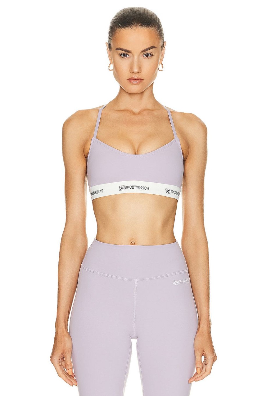 Women Sporty & Rich Activewear | 80?S Runner Sports Bra Faded Lilac & Black