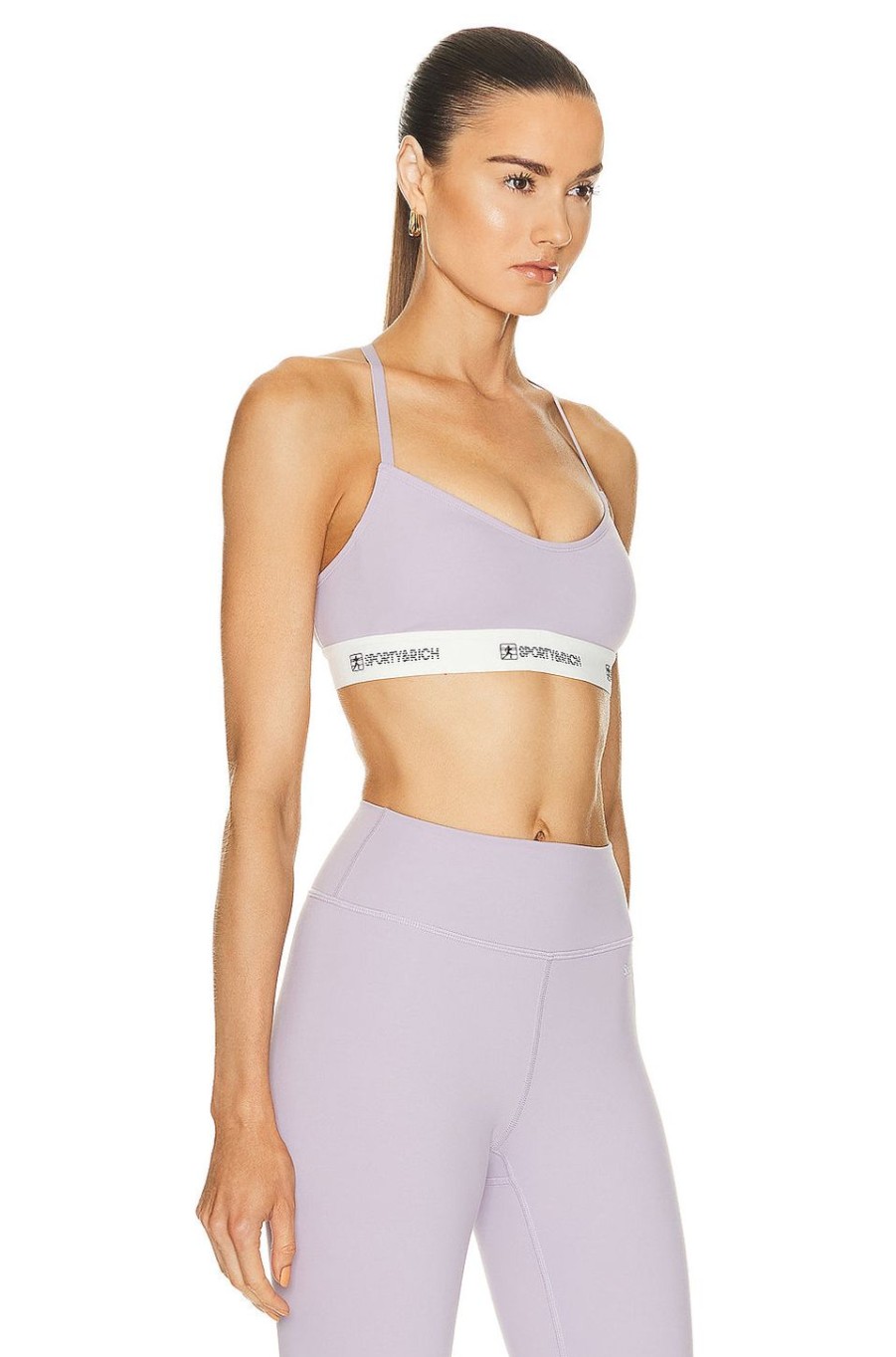 Women Sporty & Rich Activewear | 80?S Runner Sports Bra Faded Lilac & Black