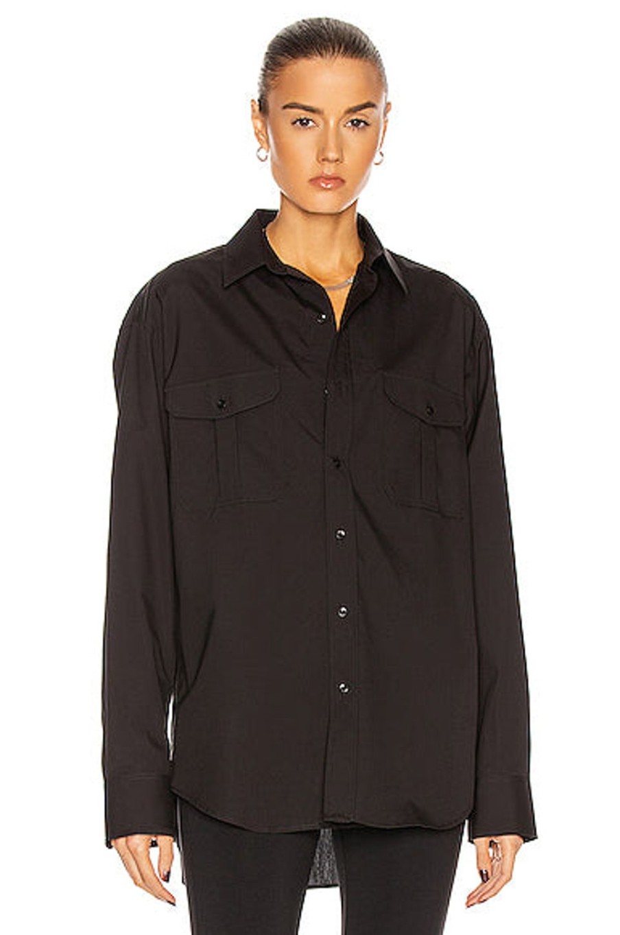 Women WARDROBE.NYC Tops | Oversize Shirt Black