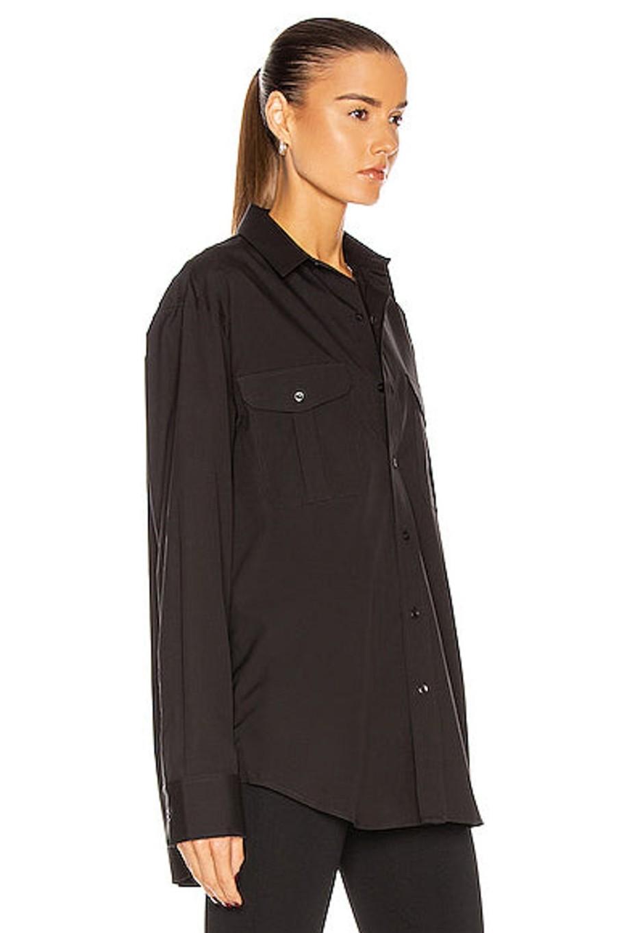 Women WARDROBE.NYC Tops | Oversize Shirt Black