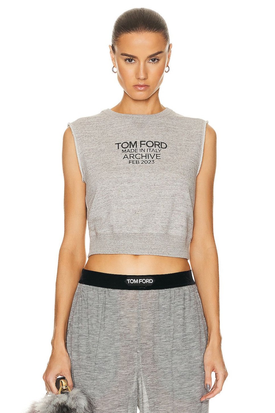 Women TOM FORD Sweaters & Knits | Sleeveless Sweatshirt Grey & Black