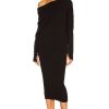 Women TOM FORD Dresses | Cashmere Ribbed Off The Shoulder Midi Dress Black