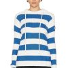 Women Moncler Sweaters & Knits | Striped Hooded Sweater White & Blue