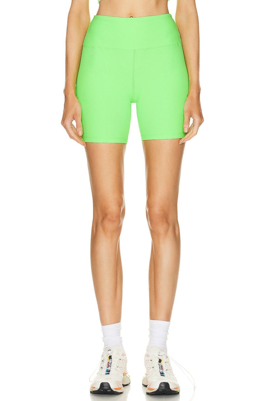 Women YEAR OF OURS Activewear | Ribbed High Biker Short Neon Kiwi