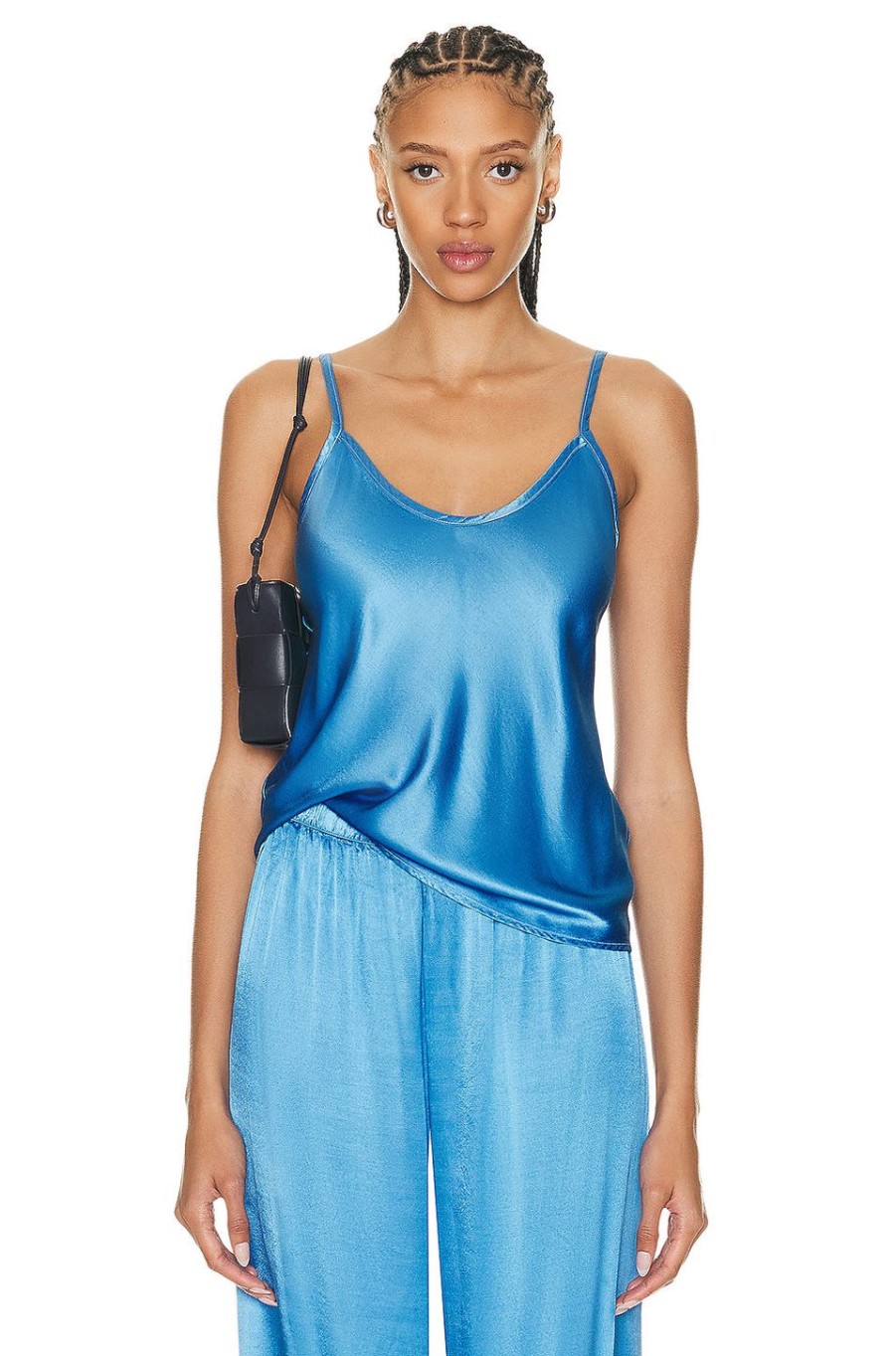 Women Enza Costa Tops | Bias Cami Top Pool Blue