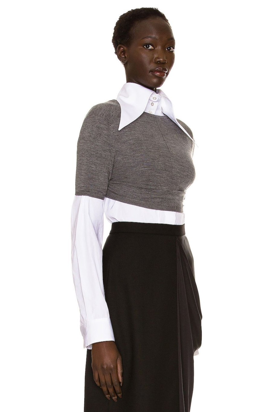 Women The Row Sweaters & Knits | Vic Top Medium Grey Melange