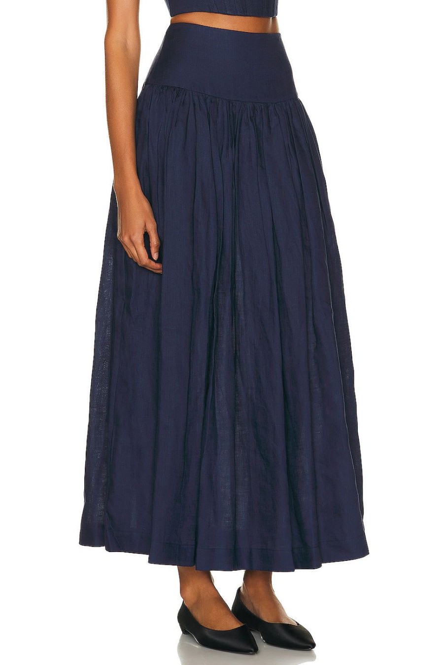 Women Zimmermann Skirts | Alight Basque Midi Skirt Dark Navy