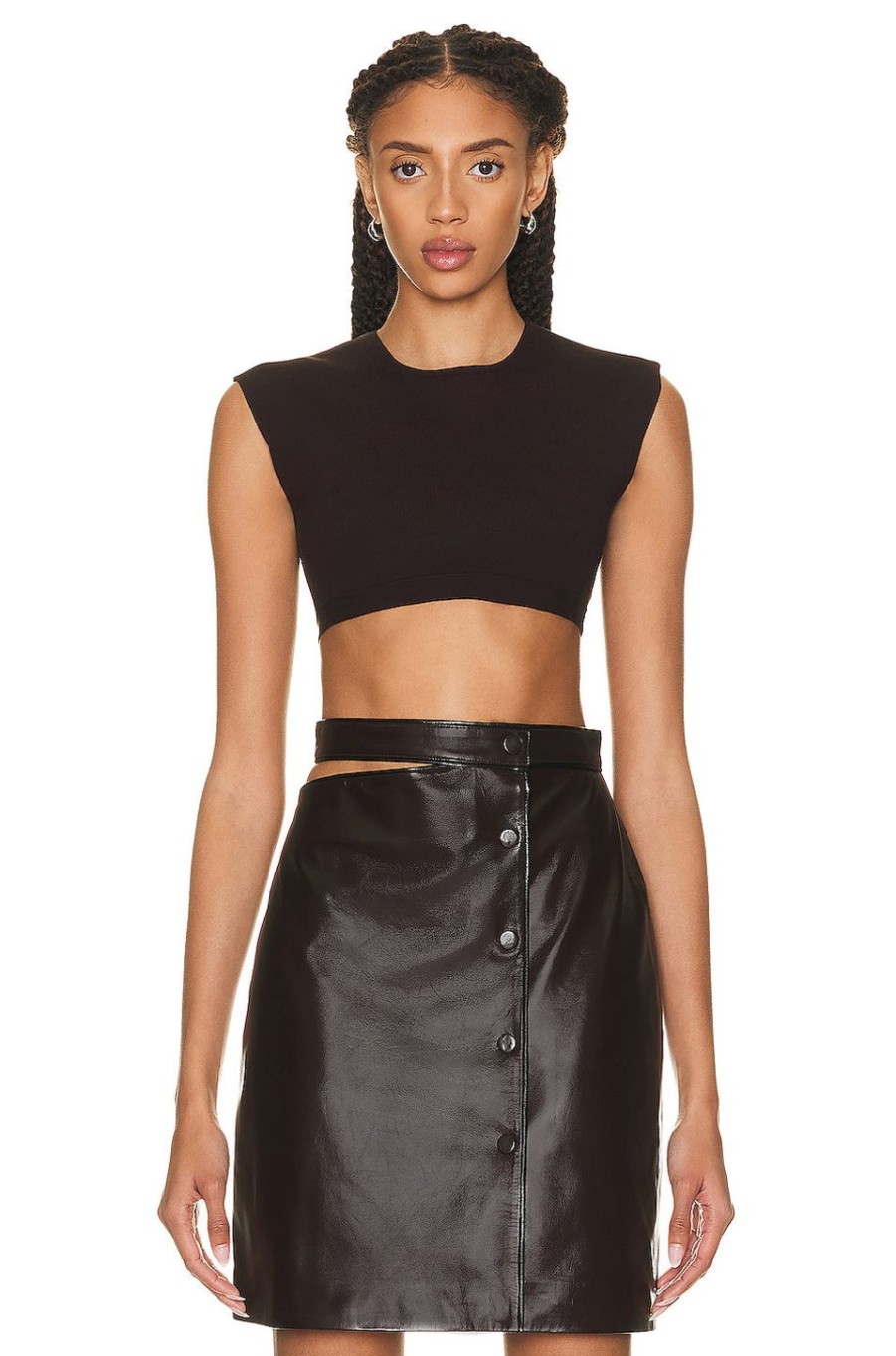 Women Zeynep Arcay Tops | Knit Crop Top Dark Brown