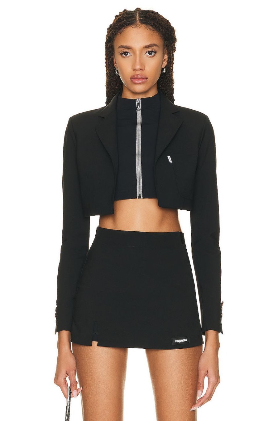 Women Coperni Jackets & Coats | Cropped Tailored Jacket Black