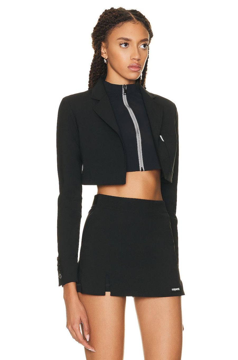 Women Coperni Jackets & Coats | Cropped Tailored Jacket Black