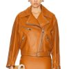 Women VERSACE Jackets & Coats | Leather Jacket Caramel