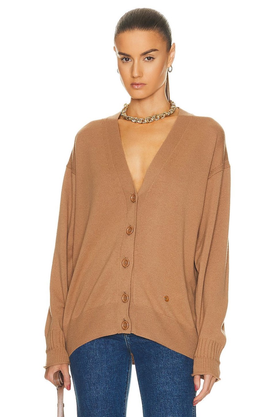 Women Stella McCartney Sweaters & Knits | Iconic Merino Knit Cardigan Caramel