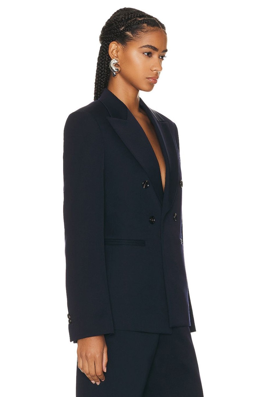 Women Bottega Veneta Jackets & Coats | Tailored Jacket Navy