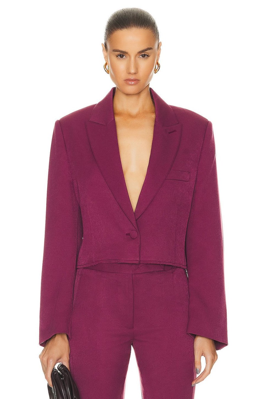 Women RTA Jackets & Coats | Cropped Single Breasted Blazer Boysenberry