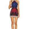 Women Johanna Ortiz Dresses | Awash Mystery Mini Dress African Waves Pareo Red & Cobalt