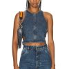 Women Chloe Tops | Tank Faded Denim