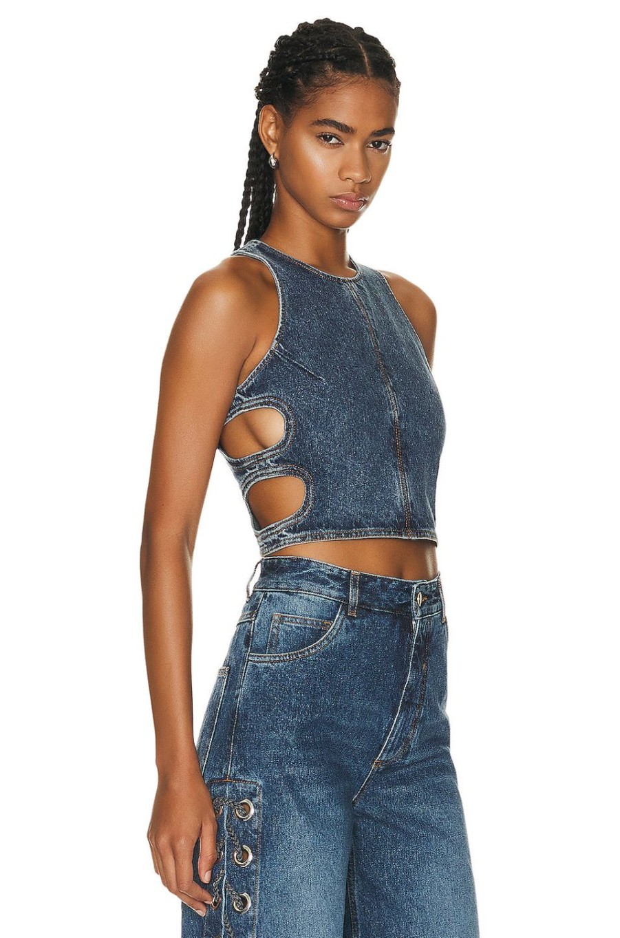 Women Chloe Tops | Tank Faded Denim