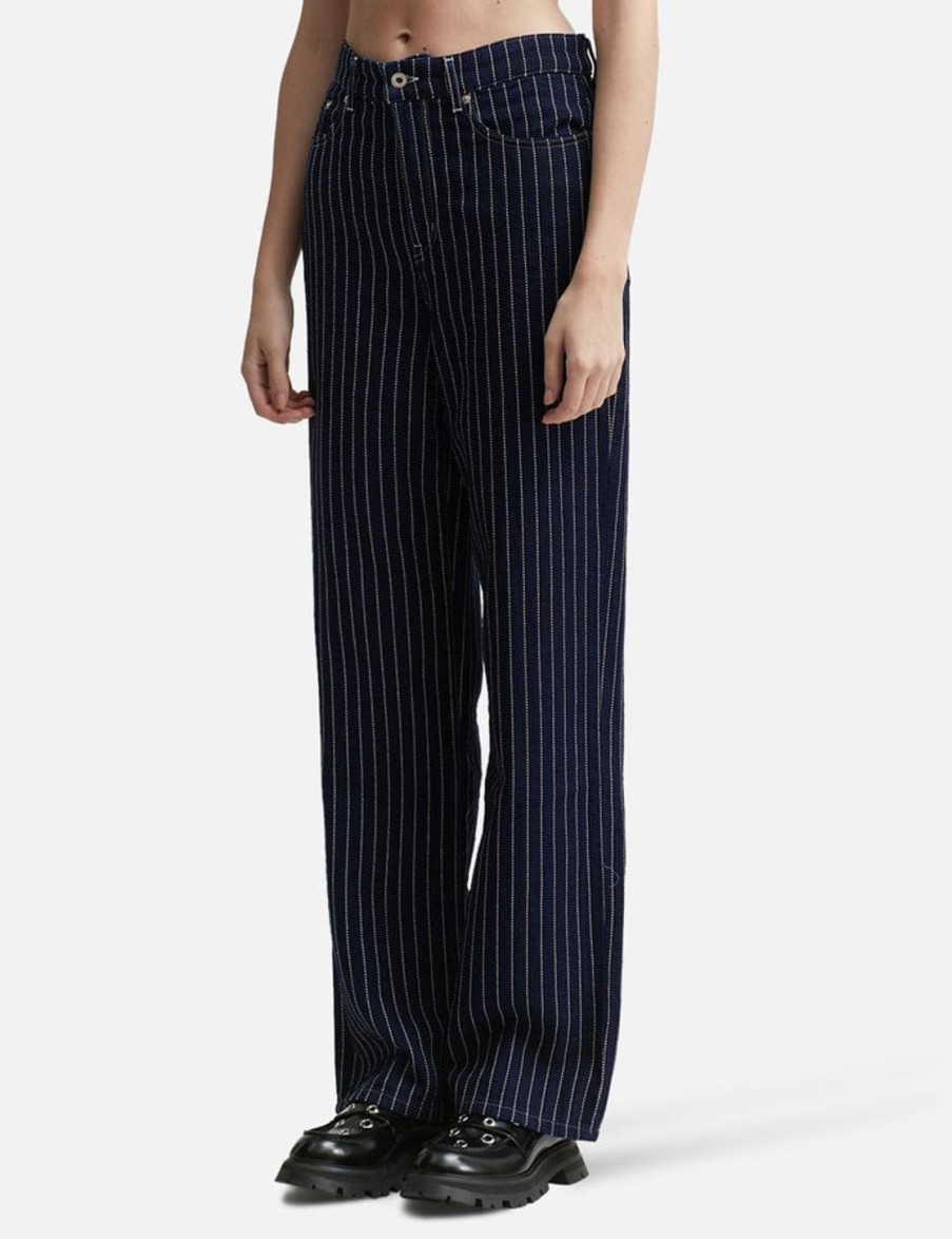 Women Kenzo Pants | Kenzo Sashiko Stitch' Wide-Leg Jeans Blue