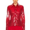 Women David Koma Tops | Sequin Shirt Red