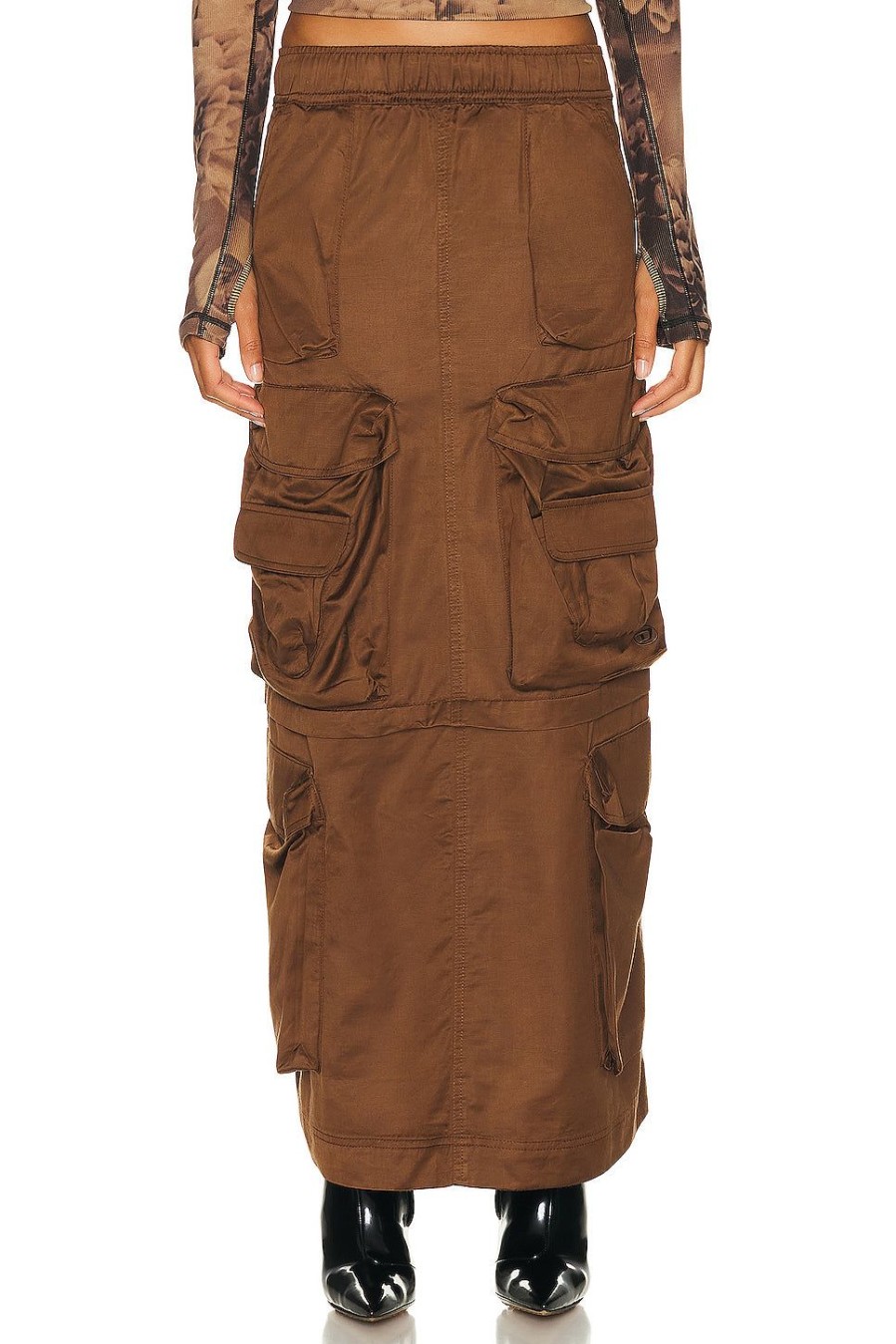 Women Diesel Skirts | Cargo Maxi Skirt Brown