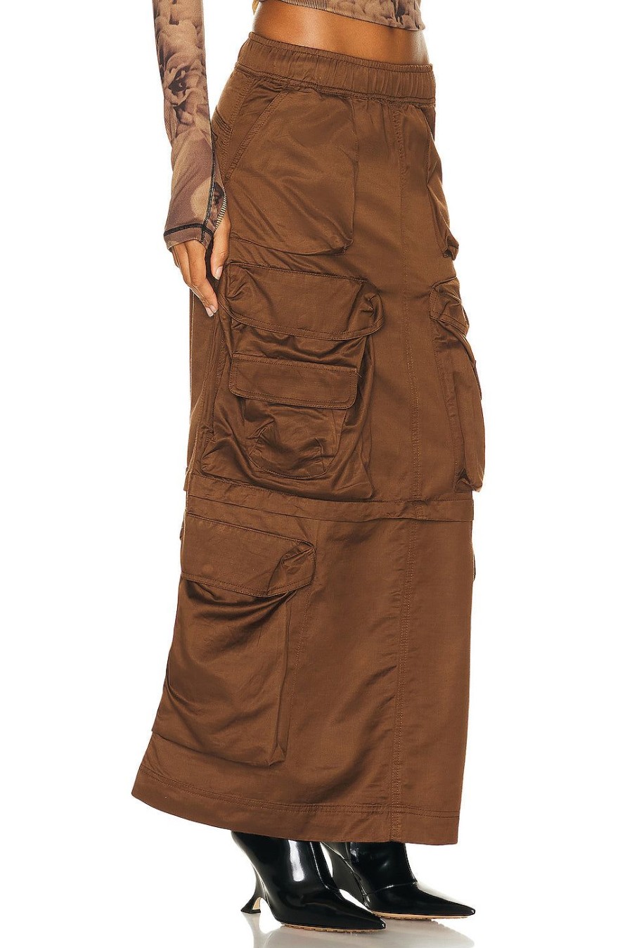 Women Diesel Skirts | Cargo Maxi Skirt Brown