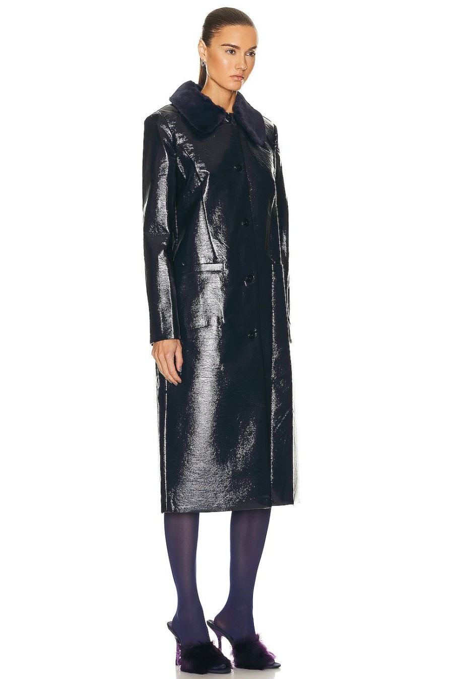 Women Staud Jackets & Coats | Varnishes Coat Navy