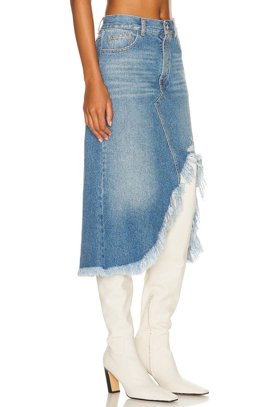 Women Chloe Skirts | Distressed Midi Skirt Foggy Blue