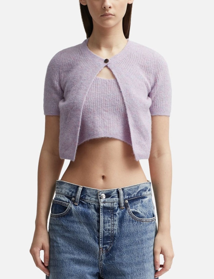 Women T By Alexander Wang Sweaters & Knits | Layered Short Sleeve Cardigan Purple