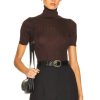 Women Saint Laurent Sweaters & Knits | Short Sleeve Turtleneck Sweater Marron