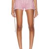 Women Jean Paul Gaultier Shorts | X Knwls Washed Laced High Waisted Mini Short Lila