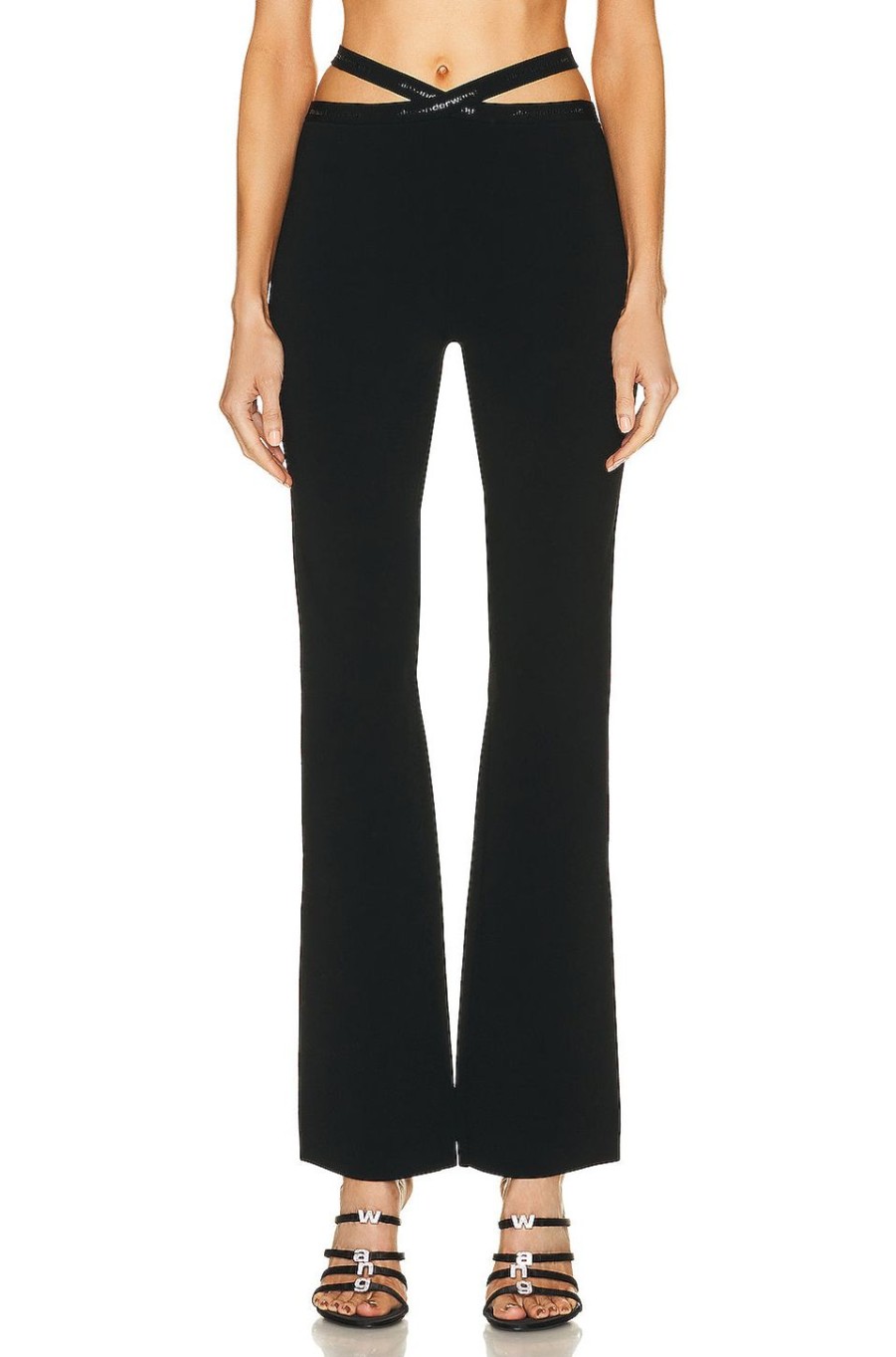 Women Alexander Wang Pants | Criss Cross Logo Legging Black