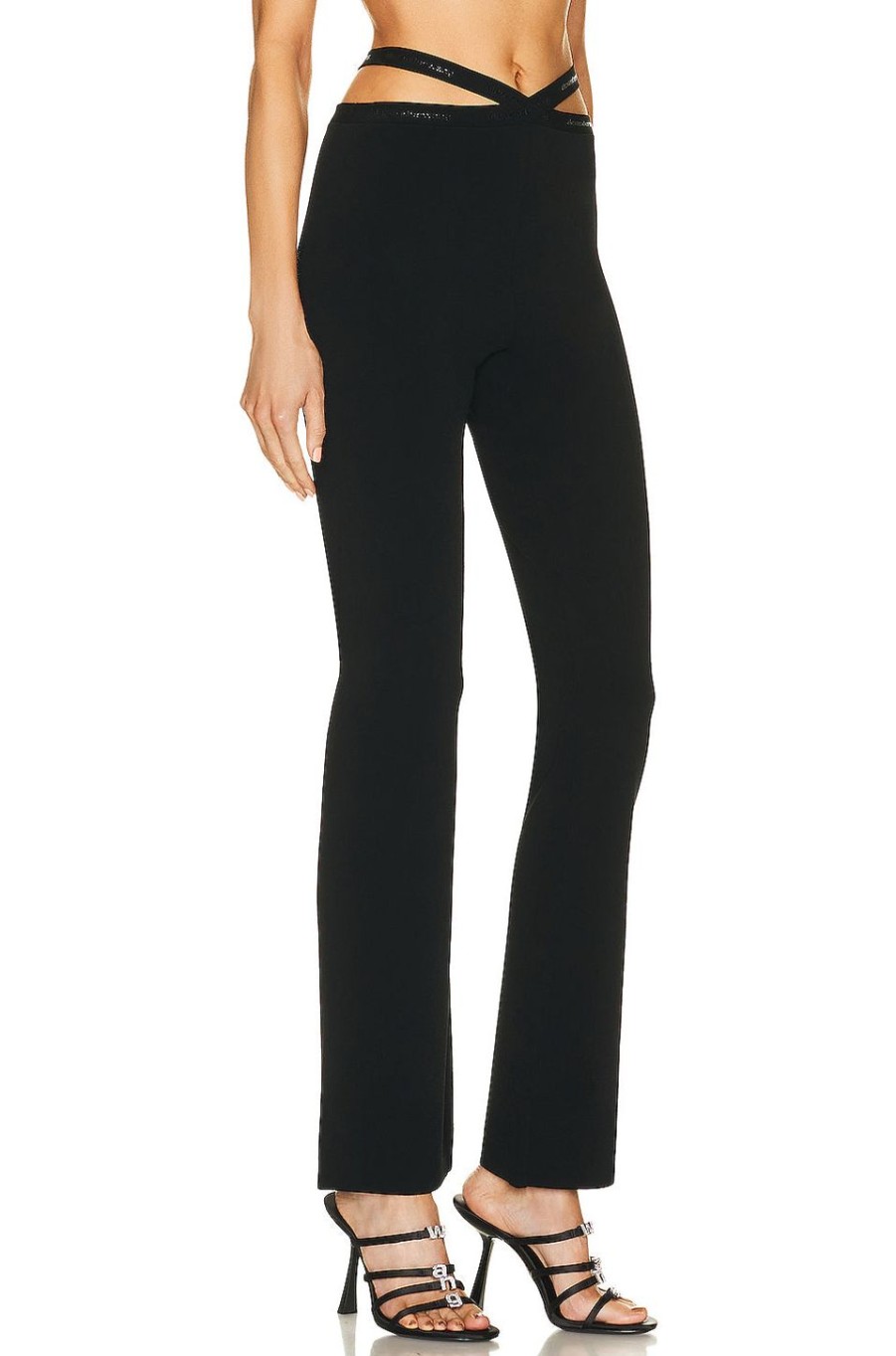 Women Alexander Wang Pants | Criss Cross Logo Legging Black