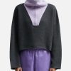 Women JW Anderson Sweaters & Knits | Cropped Funnel Neck Zip Jumper Grey