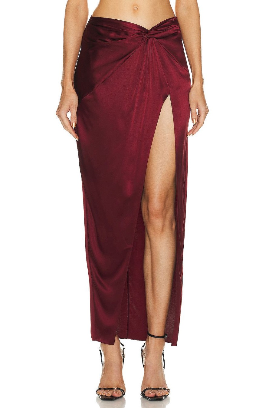 Women fleur du mal Skirts | Silk Twist Knot Skirt Cinnamon