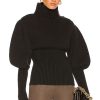 Women Bottega Veneta Sweaters & Knits | Wool Exaggerated Sleeves Sweater Dark Green