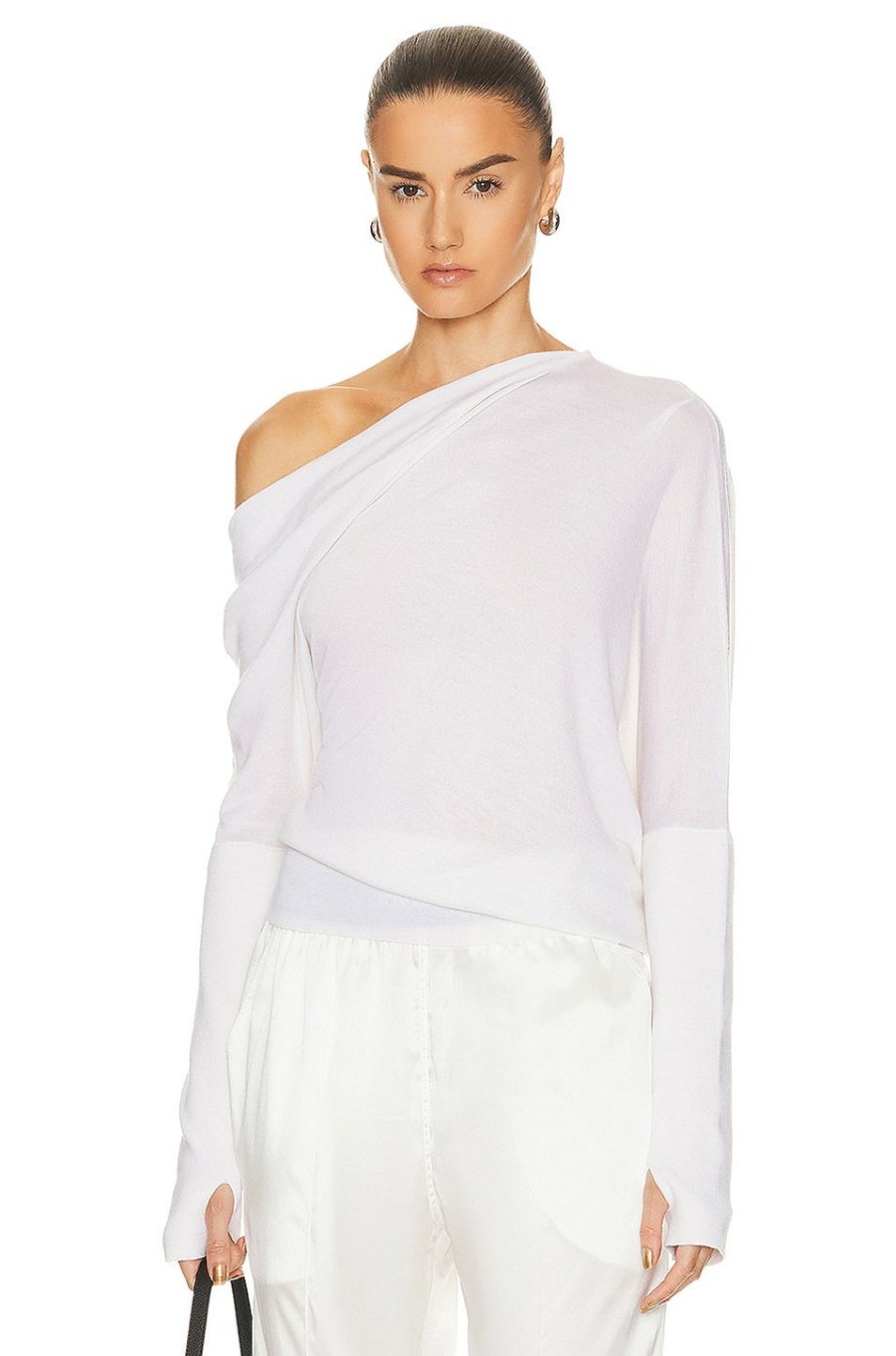 Women TOM FORD Tops | Cashmere Off The Shoulder Top Chalk