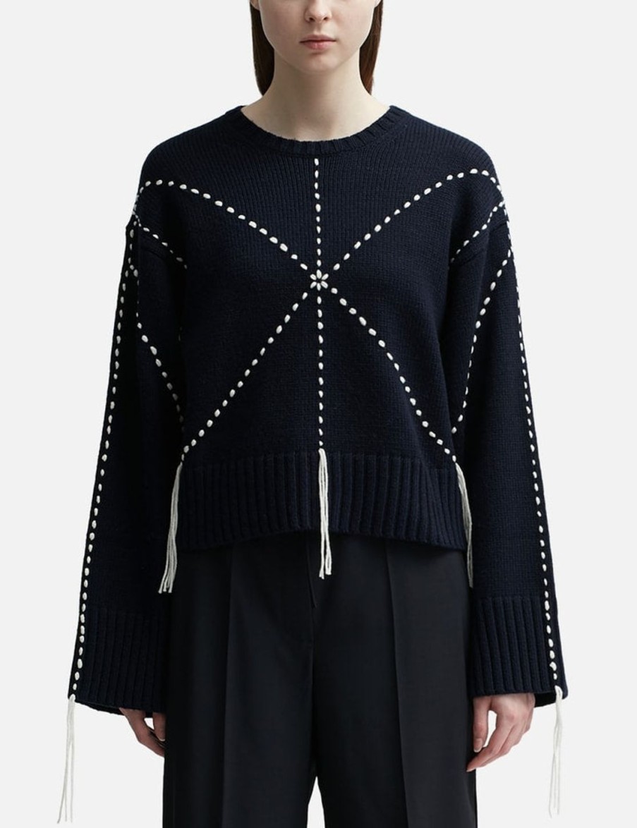 Women Kenzo Sweaters & Knits | Kenzo Sashiko Stitch Jumper Blue