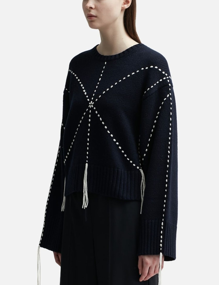 Women Kenzo Sweaters & Knits | Kenzo Sashiko Stitch Jumper Blue