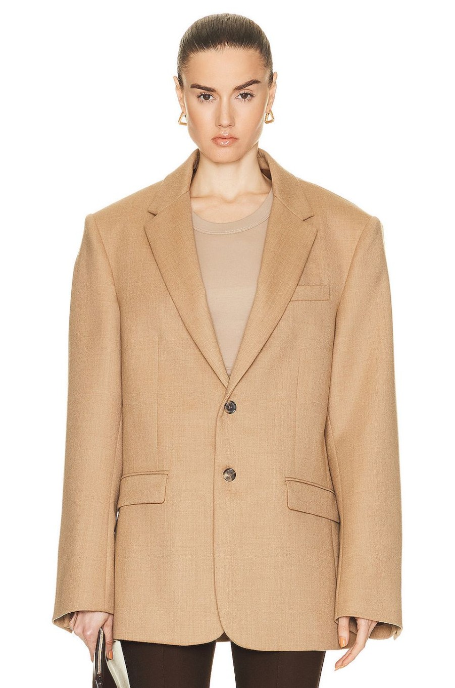 Women WARDROBE.NYC Jackets & Coats | Oversize Single Breasted Blazer Camel