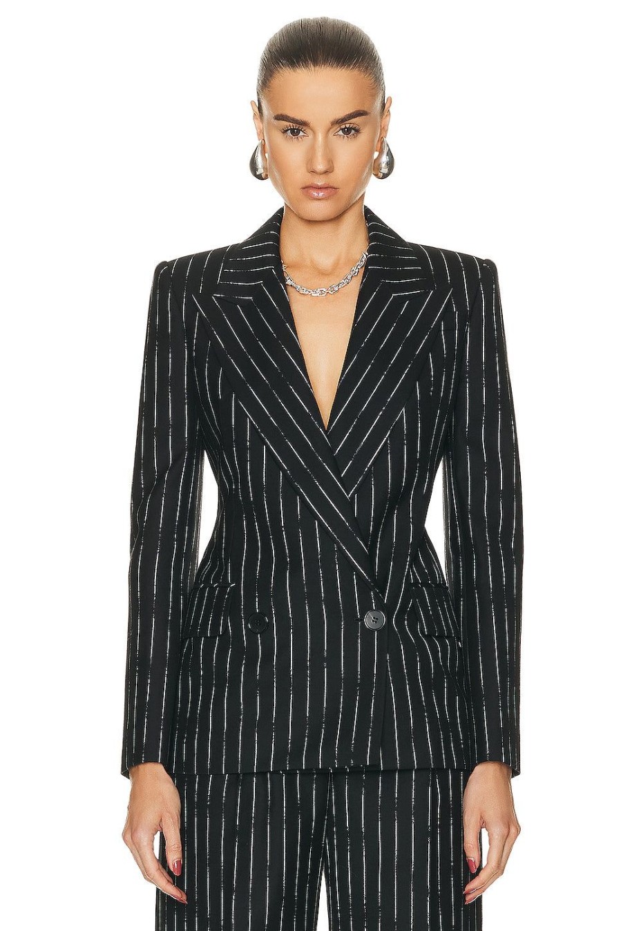 Women Alexander McQueen Jackets & Coats | Certified Broken Stripe Blazer Black & Ivory