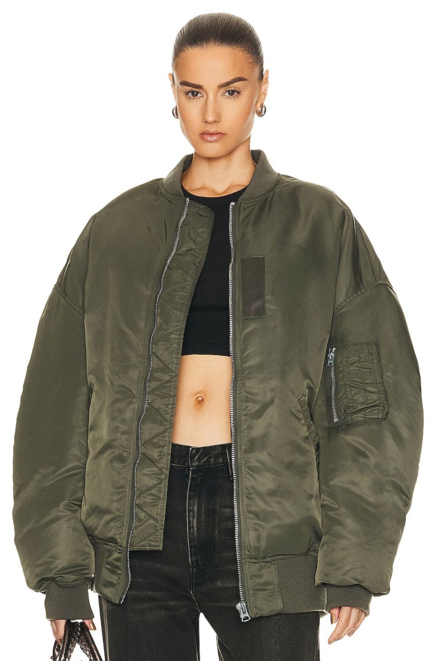 Women R13 Jackets & Coats | Zip Out Down Bomber Jacket Olive