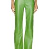 Women REMAIN Pants | Leather Straight Pants Forest Green