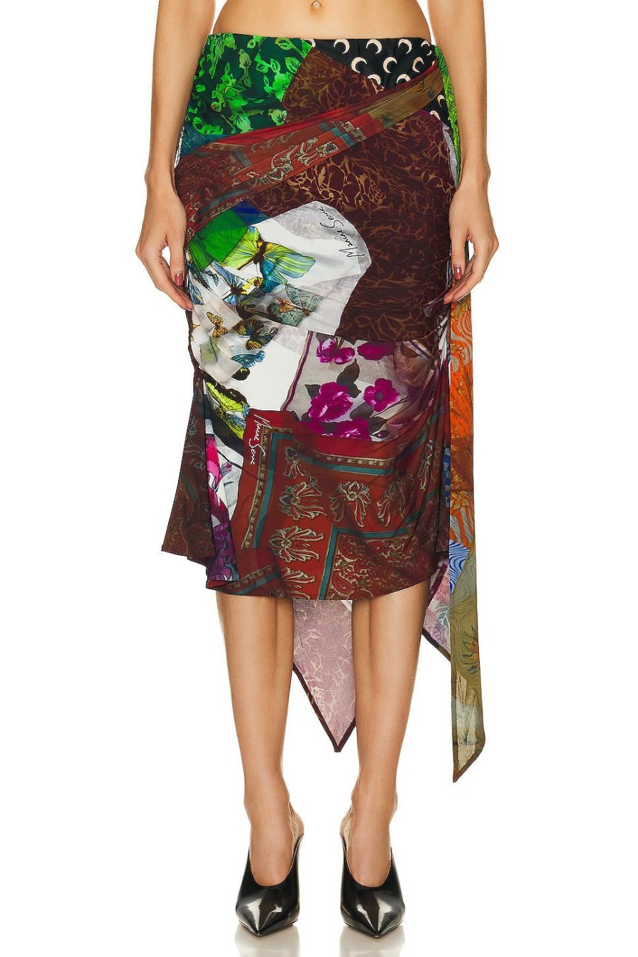 Women Marine Serre Skirts | Jersey Body Shelter Draped Skirt Multi