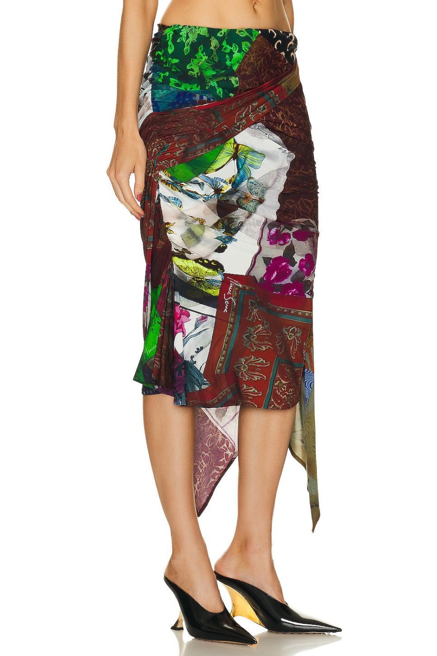 Women Marine Serre Skirts | Jersey Body Shelter Draped Skirt Multi