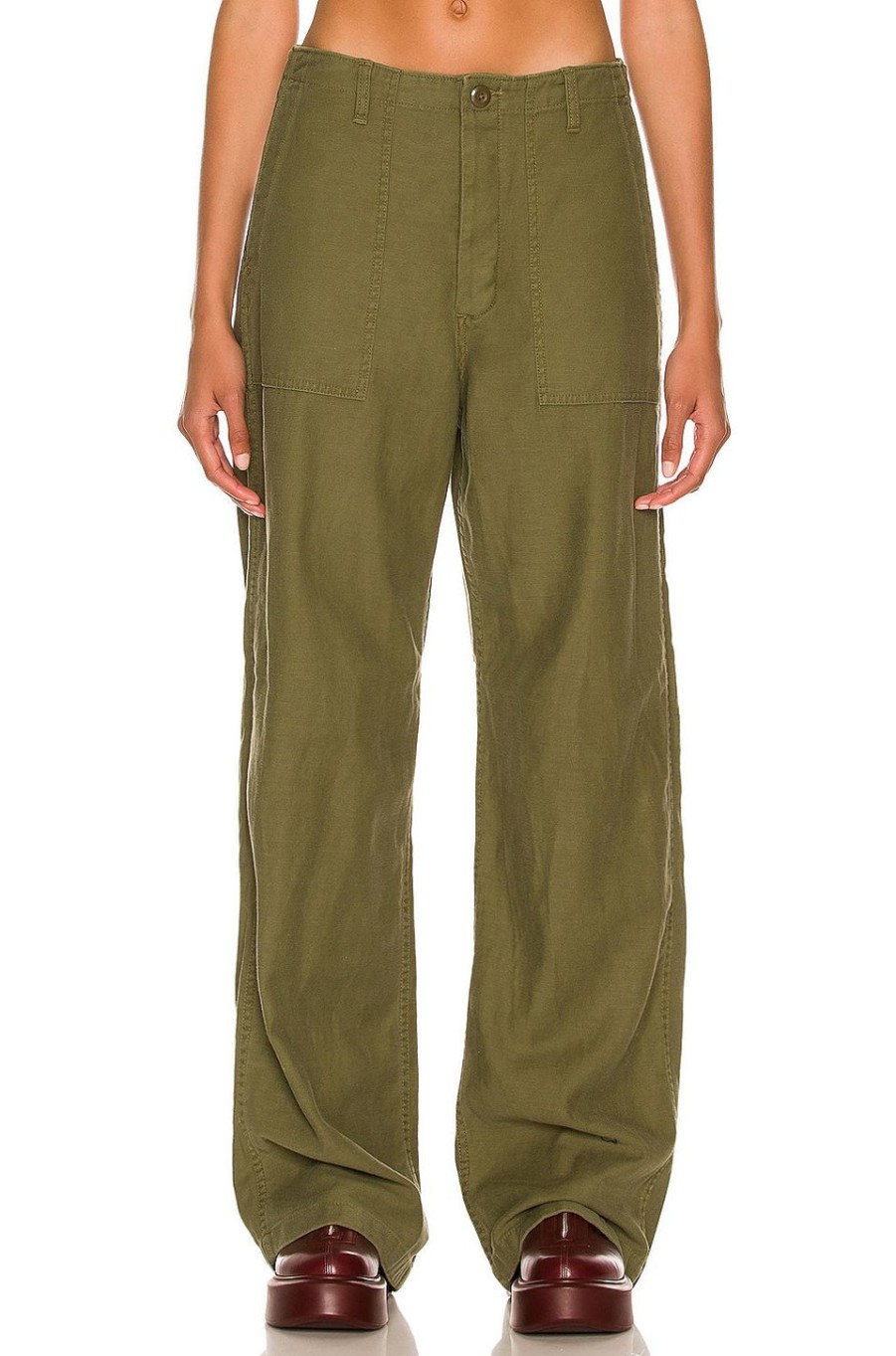 Women R13 Pants | Wide Leg Utility Pant Olive