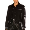 Women Amiri Jackets & Coats | Bones Varsity Jacket Black